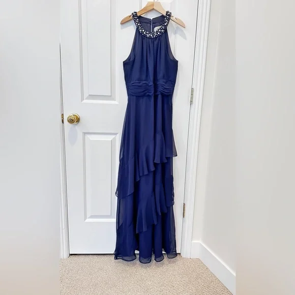 nordstrom royal blue dress Royal Blue Square Neckline Ruched Wedding Guest Dress with Split